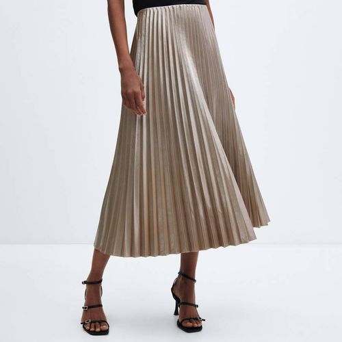 Silver Metallic Pleated Skirt - Mango - Modalova