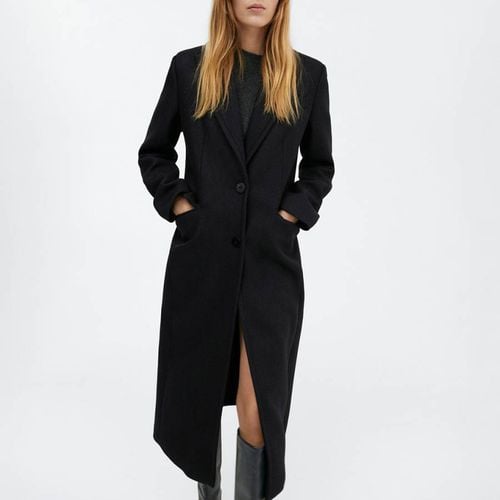 Wool Coat With Embossed Lapels - Mango - Modalova