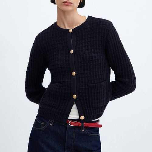 Dark Navy Button Knit Cardigan - Mango - Modalova