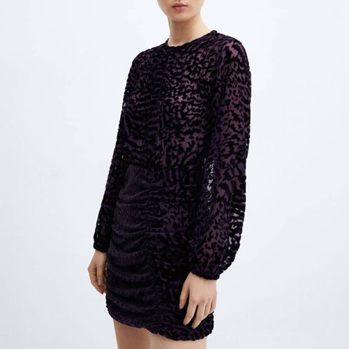 Black Animal-Print Velvet Dress - Mango - Modalova