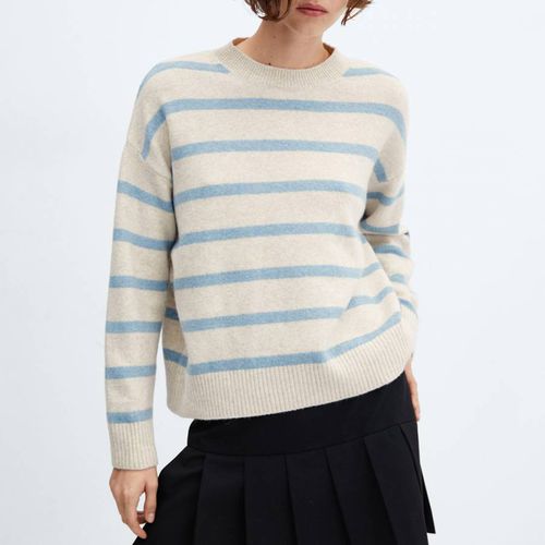 Sky Blue Striped Jumper - Mango - Modalova