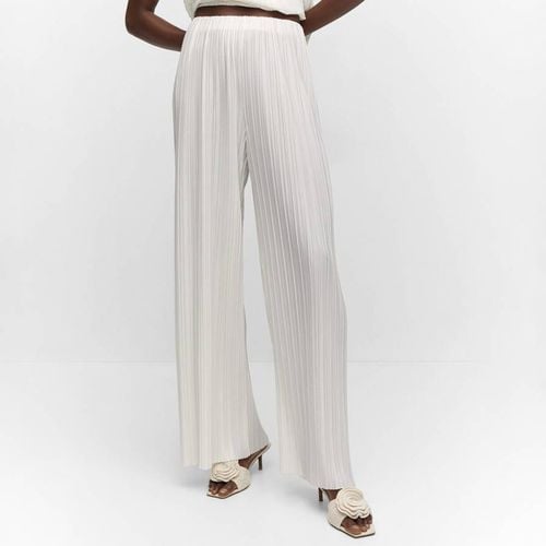 Ecru Pleated Wide Leg Trousers - Mango - Modalova