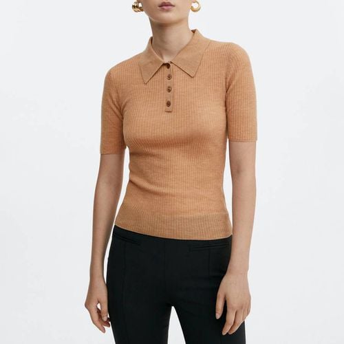 Brown Polo Collar Wool Jumper - Mango - Modalova