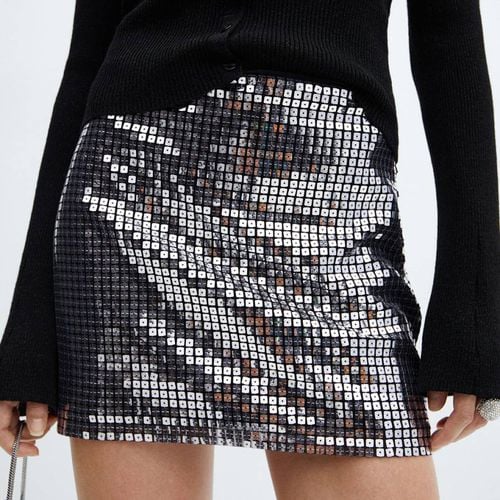 Silver Sequin Miniskirt - Mango - Modalova