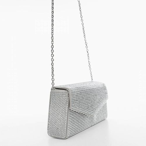 Silver Chain Bag With Crystals - Mango - Modalova