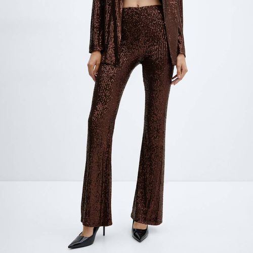 Chocolate Sequin Flared Trousers - Mango - Modalova