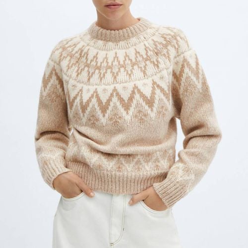 Brown Crew Neck Fairisle Jumper - Mango - Modalova