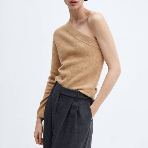 Brown Asymmetric Knit Jumper - Mango - Modalova