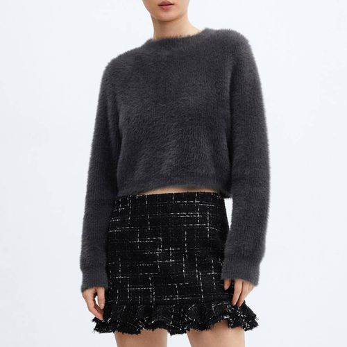 Charcoal Faux Fur Knit Jumper - Mango - Modalova