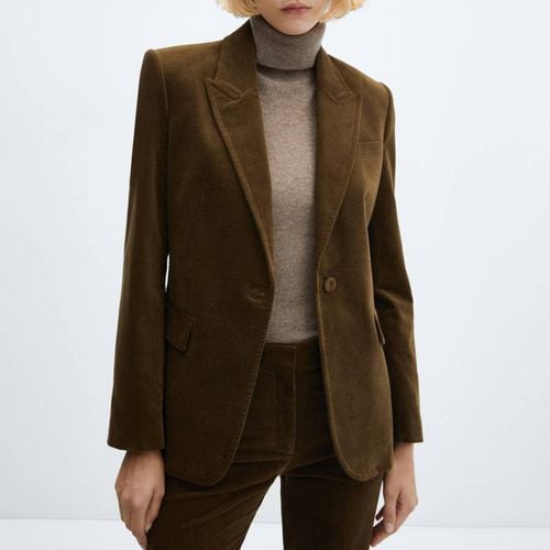 Khaki Velvet Suit Jacket - Mango - Modalova