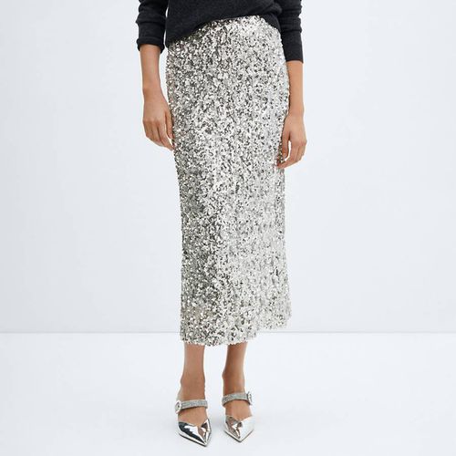 Silver Sequin Midi Skirt - Mango - Modalova