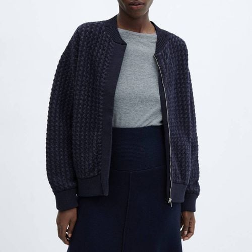 Blue Knitted Bomber Jacket - Mango - Modalova