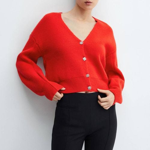 Knitted Cardigan With Jewel Button - Mango - Modalova