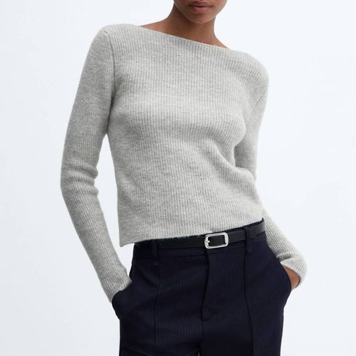 Grey Boat-Neck Knitted Jumper - Mango - Modalova