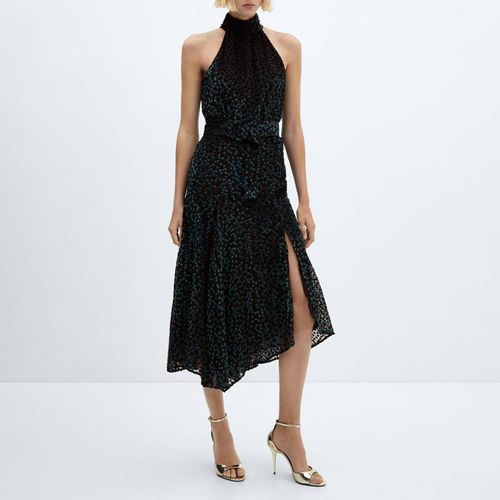 Black Halter Velvet Dress - Mango - Modalova