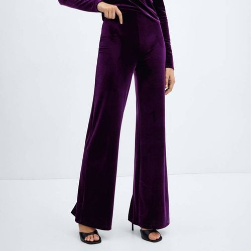 Purple Velvet Wide Leg Trousers - Mango - Modalova