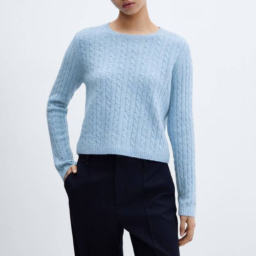 Sky Blue Cable-Knit Jumper - Mango - Modalova