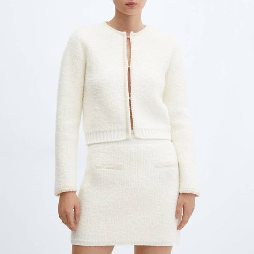 Ecru Contrast Trims Cardigan - Mango - Modalova