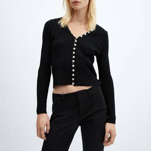 Black Buttoned Ribbed Cardigan - Mango - Modalova