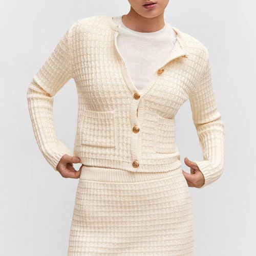 Off White Textured Knit Cardigan - Mango - Modalova