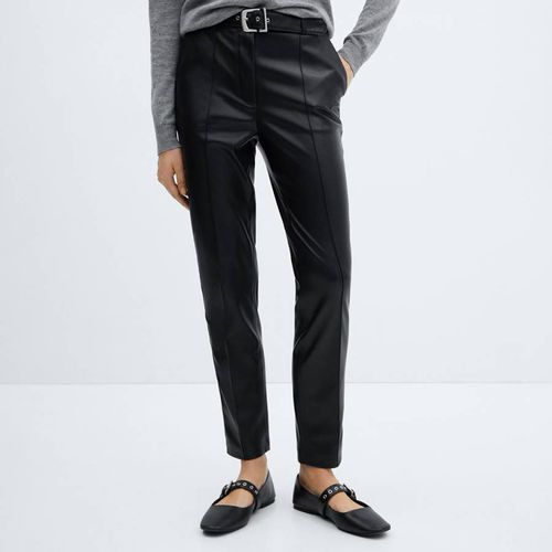 Leather-Effect Trousers With Belt - Mango - Modalova