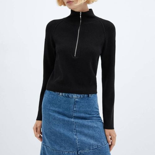 Black Zip Neck Jumper - Mango - Modalova