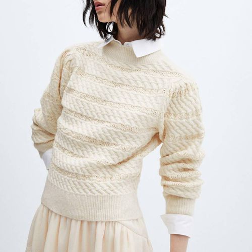 Ecru Knitted Braided Jumper - Mango - Modalova