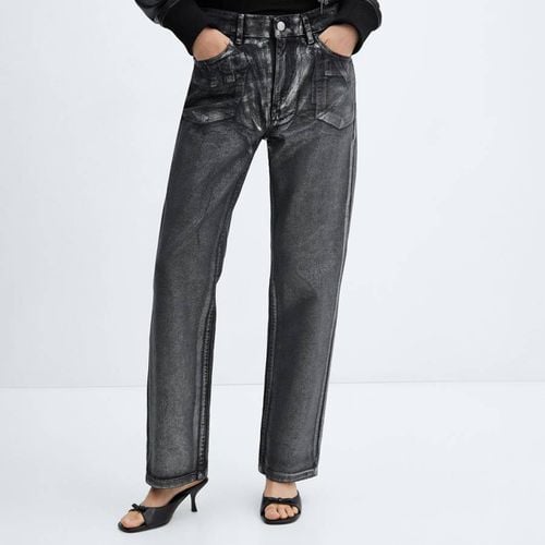 Black Straight Foil Jeans - Mango - Modalova