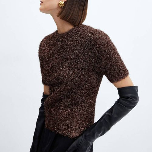 Copper Short-Sleeved Lurex Jumper - Mango - Modalova