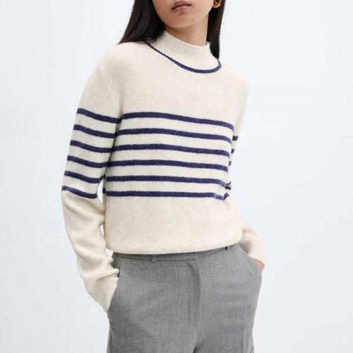 Beige Navy Stripe-Print Jumper - Mango - Modalova