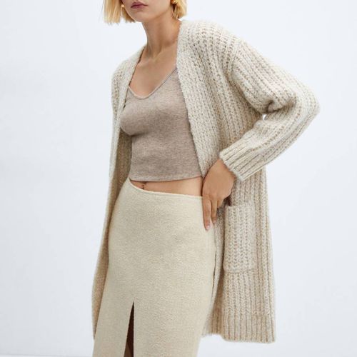 Ecru Cable Knit Longline Cardigan - Mango - Modalova