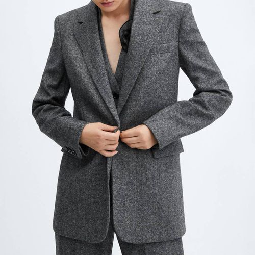 Black Wool Suit Blazer - Mango - Modalova