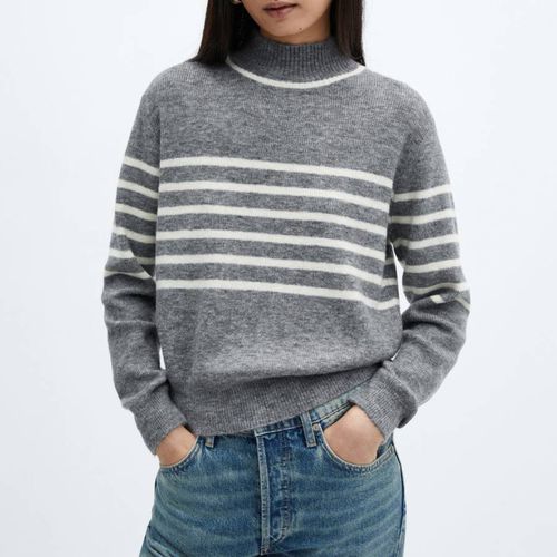 Light Grey Stripe-Print Jumper - Mango - Modalova