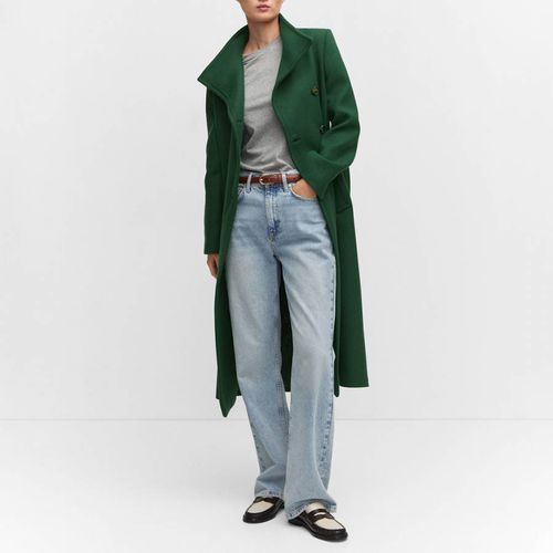 Green Belted Manteco Wool Coat - Mango - Modalova