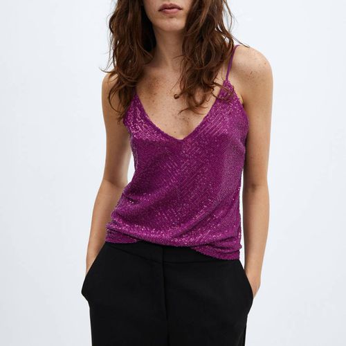 Purple Sequin Strap Top - Mango - Modalova