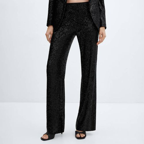 Black Sequin Suit Trousers - Mango - Modalova