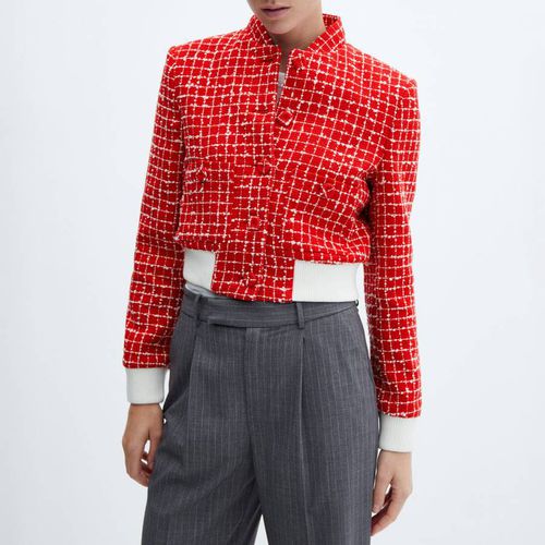 Red Tweed Bomber Jacket - Mango - Modalova