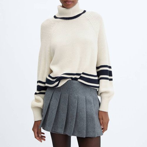 Ecru Striped Turtleneck Jumper - Mango - Modalova