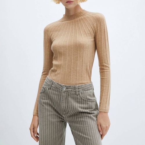 High Collar Ribbed Knit Jumper - Mango - Modalova