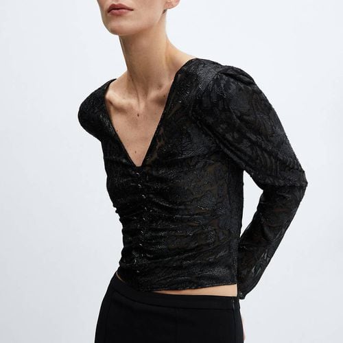 Black Lurex Jacquard Blouse - Mango - Modalova