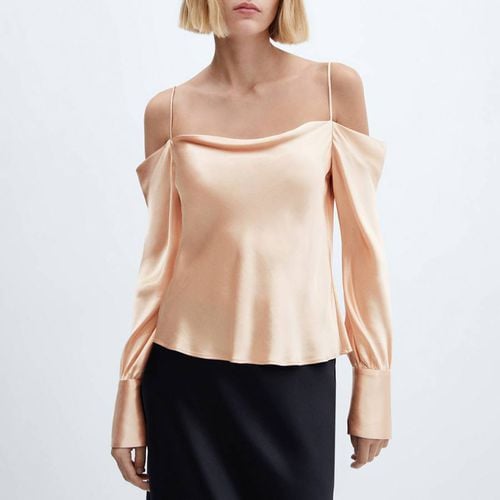 Ecru Satin Blouse With Draped Neck - Mango - Modalova