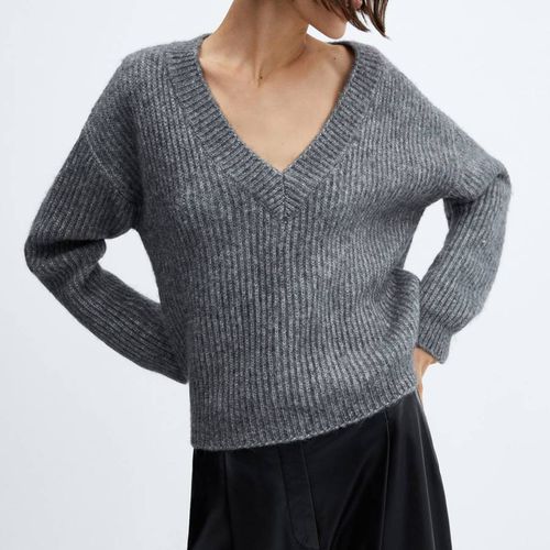 Dark Grey V-Neck Knit Jumper - Mango - Modalova