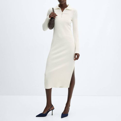 Ecru Zipped Neckline Dress - Mango - Modalova