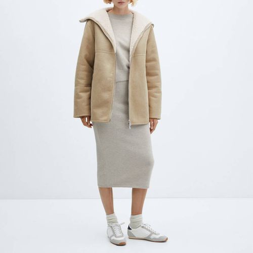 Beige Double-Sided Zipper Coat - Mango - Modalova