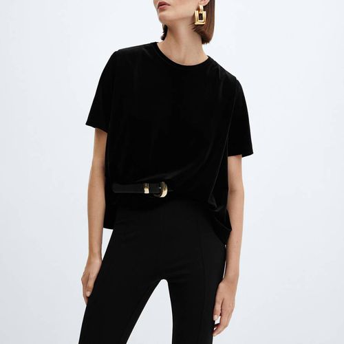 T-Shirt With Velvet Shoulder Pads - Mango - Modalova