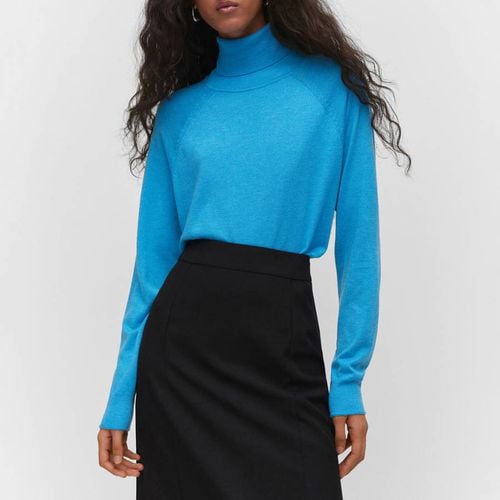 Turquoise Cashmere Blend Turtleneck Jumper - Mango - Modalova