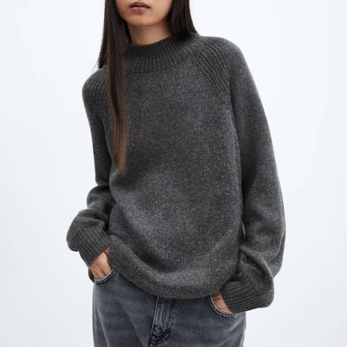 Charcoal Oversized High Neck Jumper - Mango - Modalova