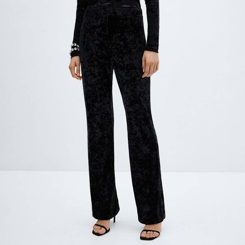 Navy Straight Velvet Trousers - Mango - Modalova