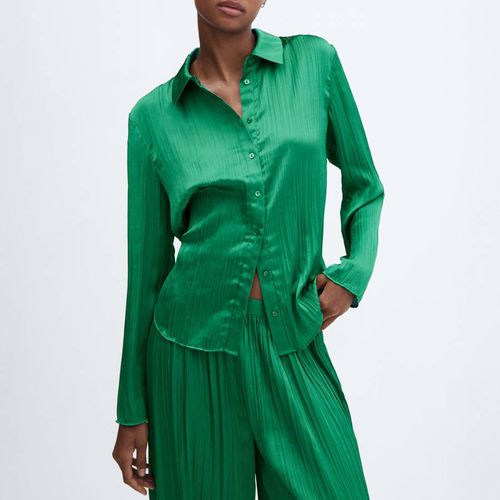 Green Satin Pleated Shirt - Mango - Modalova