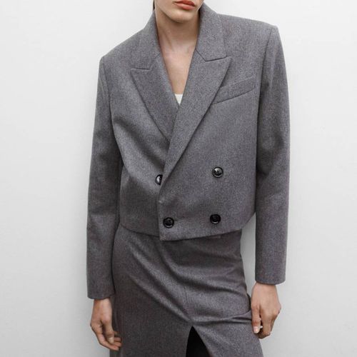 Grey Crop Wool Jacket - Mango - Modalova